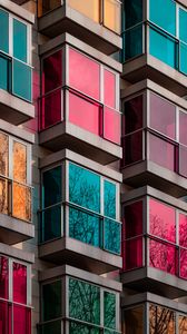 Preview wallpaper building, facade, glass, colorful, architecture