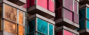 Preview wallpaper building, facade, glass, colorful, architecture