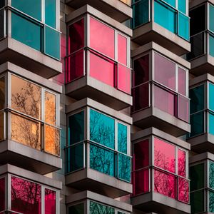Preview wallpaper building, facade, glass, colorful, architecture