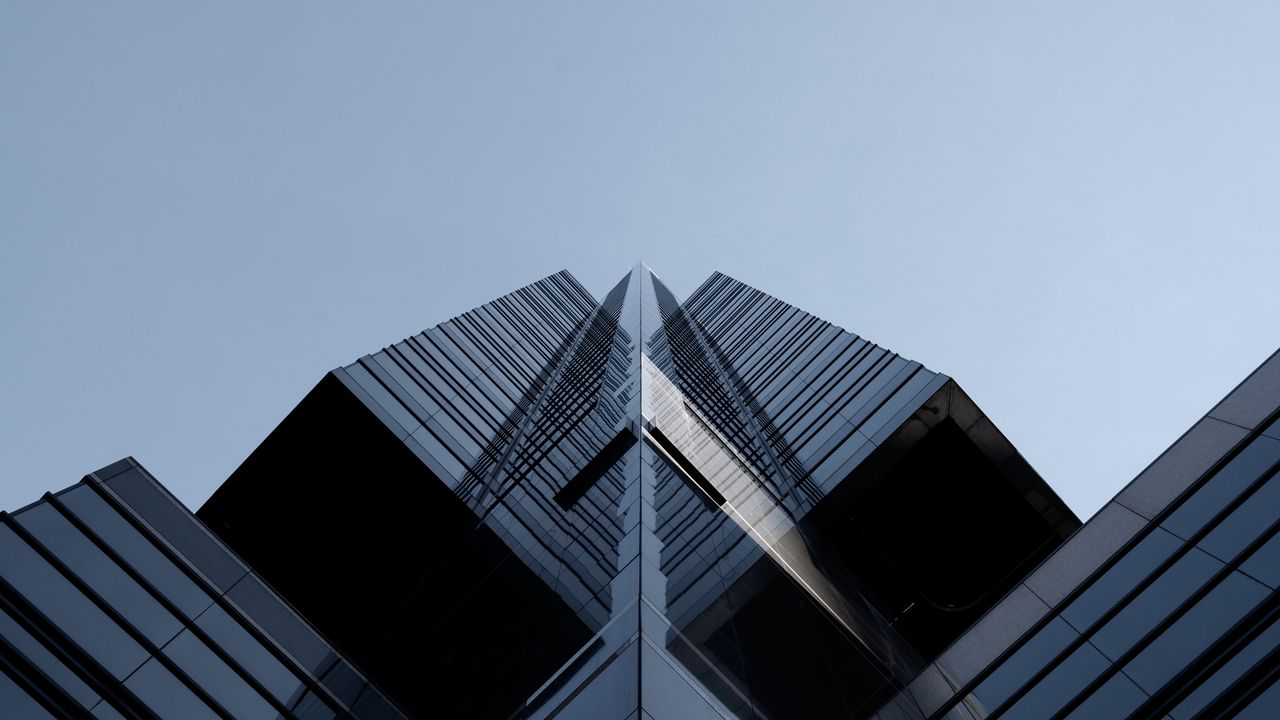 Wallpaper building, facade, glass, minimalism, architecture