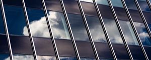 Preview wallpaper building, facade, glass, reflection, clouds