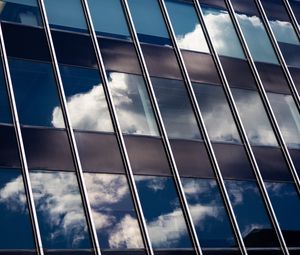 Preview wallpaper building, facade, glass, reflection, clouds