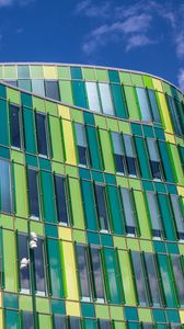 Preview wallpaper building, facade, glass, architecture, green, blue