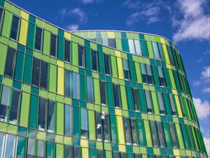 Preview wallpaper building, facade, glass, architecture, green, blue