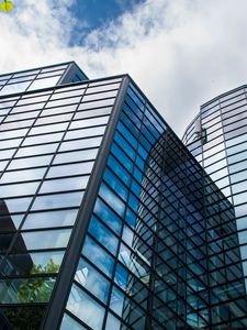 Preview wallpaper building, facade, glass, reflection, lines