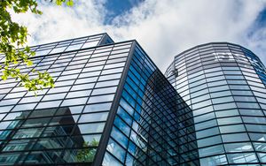 Preview wallpaper building, facade, glass, reflection, lines