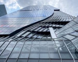 Preview wallpaper building, facade, glass, relief, bottom view