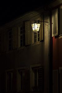 Preview wallpaper building, facade, lantern, night, dark