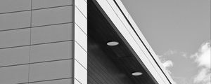 Preview wallpaper building, facade, lighting, architecture, black and white