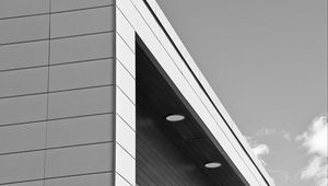 Preview wallpaper building, facade, lighting, architecture, black and white