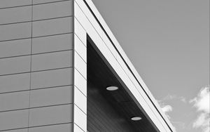 Preview wallpaper building, facade, lighting, architecture, black and white