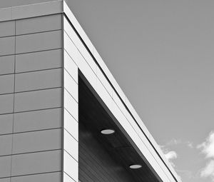 Preview wallpaper building, facade, lighting, architecture, black and white