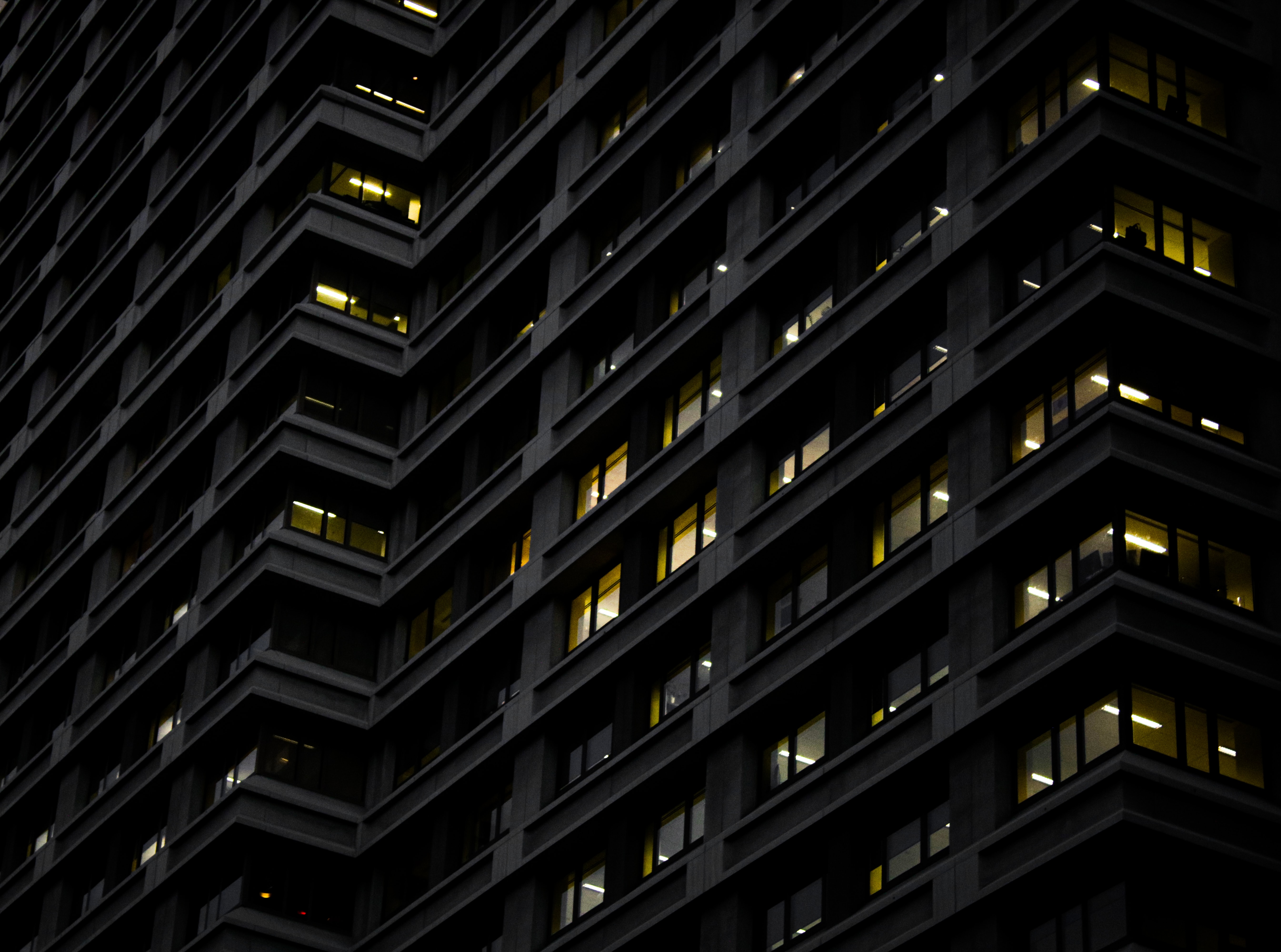 Download wallpaper 5381x4000 building, facade, lights, architecture hd