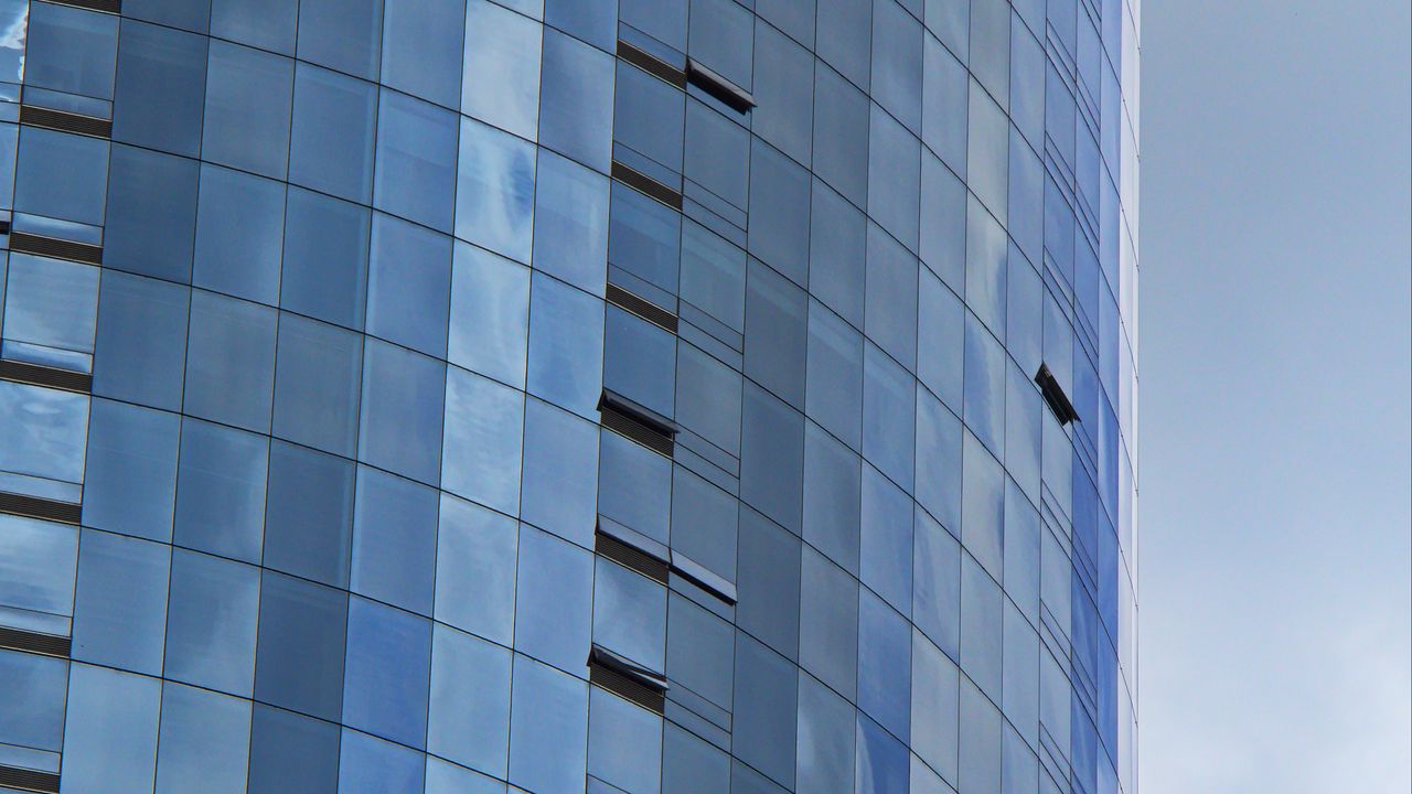 Wallpaper building, facade, lines, glass