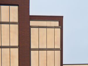 Preview wallpaper building, facade, lines, bricks