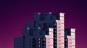 Preview wallpaper building, facade, minimalism, pink
