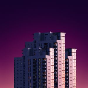 Preview wallpaper building, facade, minimalism, pink