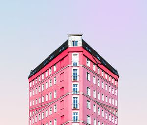 Preview wallpaper building, facade, minimalism, pink, architecture