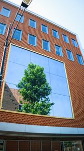 Preview wallpaper building, facade, mirror, tree