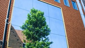 Preview wallpaper building, facade, mirror, tree