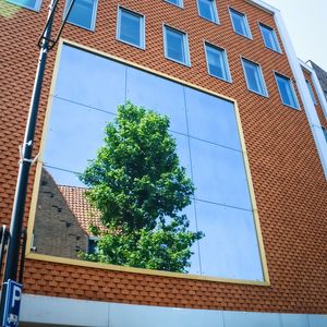 Preview wallpaper building, facade, mirror, tree