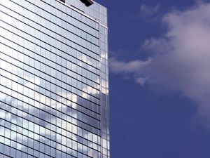 Preview wallpaper building, facade, mirror, sky, blue, architecture