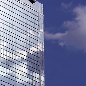 Preview wallpaper building, facade, mirror, sky, blue, architecture