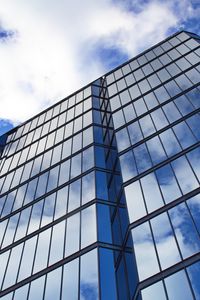 Preview wallpaper building, facade, mirror, reflection, clouds