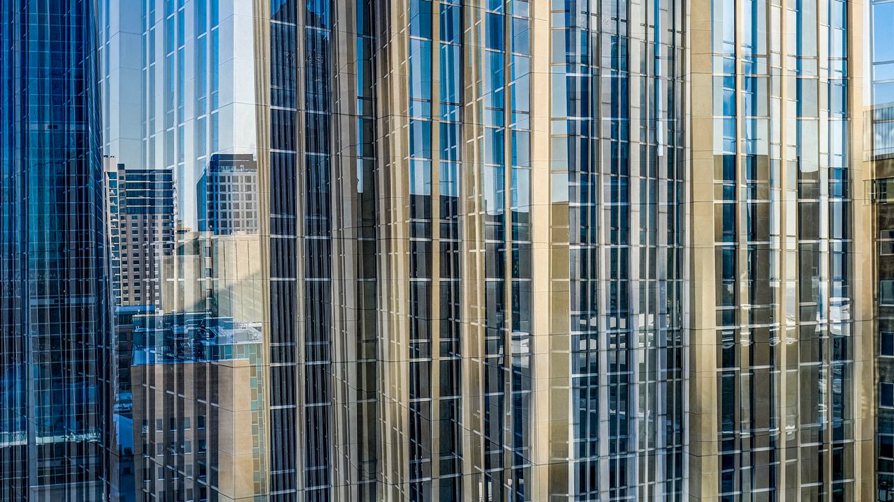 Wallpaper building, facade, mirror, reflection, architecture