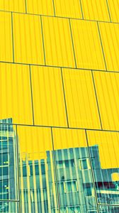 Preview wallpaper building, facade, panels, yellow, reflection