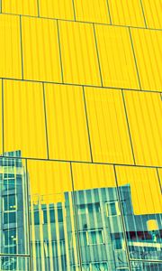 Preview wallpaper building, facade, panels, yellow, reflection