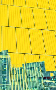 Preview wallpaper building, facade, panels, yellow, reflection
