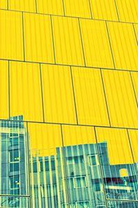 Preview wallpaper building, facade, panels, yellow, reflection