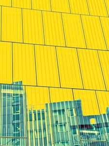 Preview wallpaper building, facade, panels, yellow, reflection