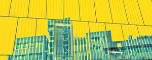 Preview wallpaper building, facade, panels, yellow, reflection