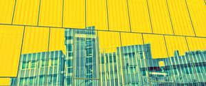 Preview wallpaper building, facade, panels, yellow, reflection