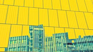 Preview wallpaper building, facade, panels, yellow, reflection
