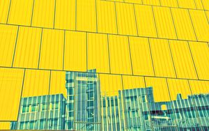 Preview wallpaper building, facade, panels, yellow, reflection