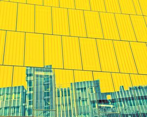 Preview wallpaper building, facade, panels, yellow, reflection