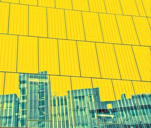 Preview wallpaper building, facade, panels, yellow, reflection