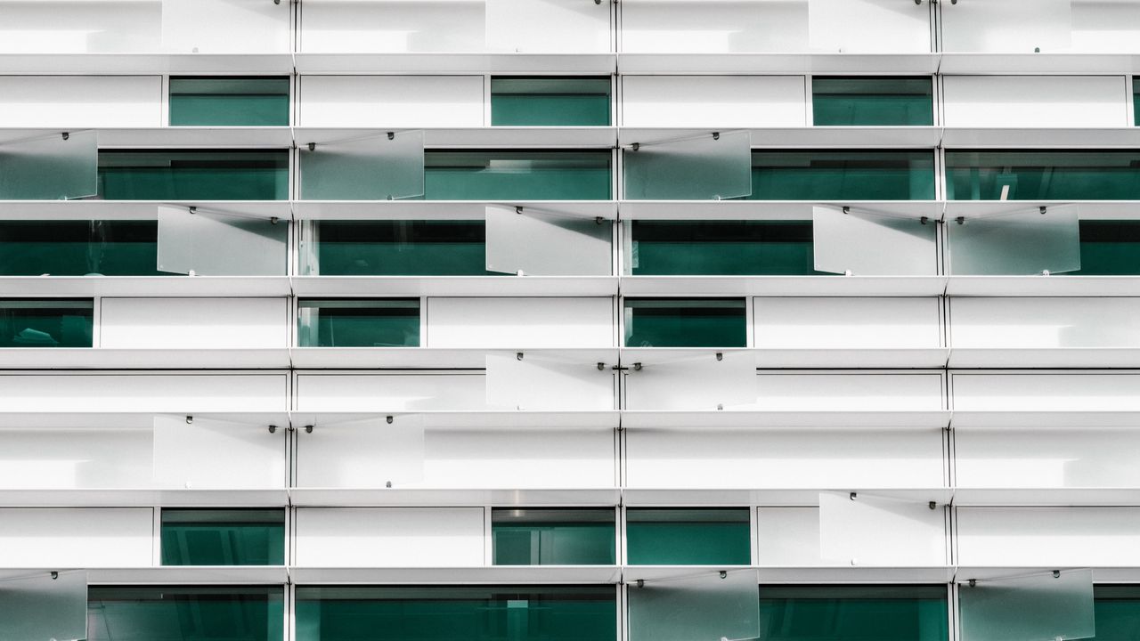 Wallpaper building, facade, panels, architecture, minimalism