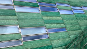 Preview wallpaper building, facade, panels, windows, green