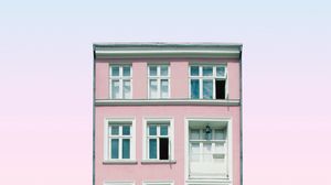 Preview wallpaper building, facade, pink, architecture, minimalism