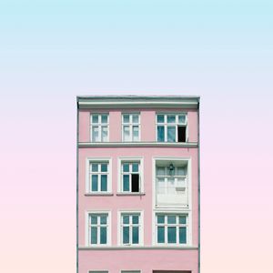 Preview wallpaper building, facade, pink, architecture, minimalism