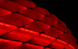 Preview wallpaper building, facade, red, backlight, mesh, architecture