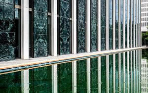 Preview wallpaper building, facade, reflection, rain