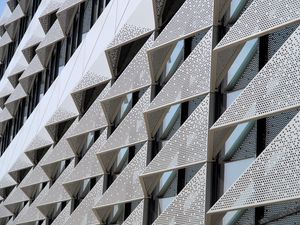 Preview wallpaper building, facade, relief, light