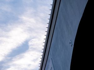 Preview wallpaper building, facade, sky, bottom view, blue