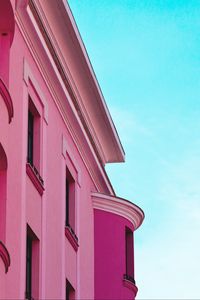 Preview wallpaper building, facade, sky, minimalism, pink, architecture