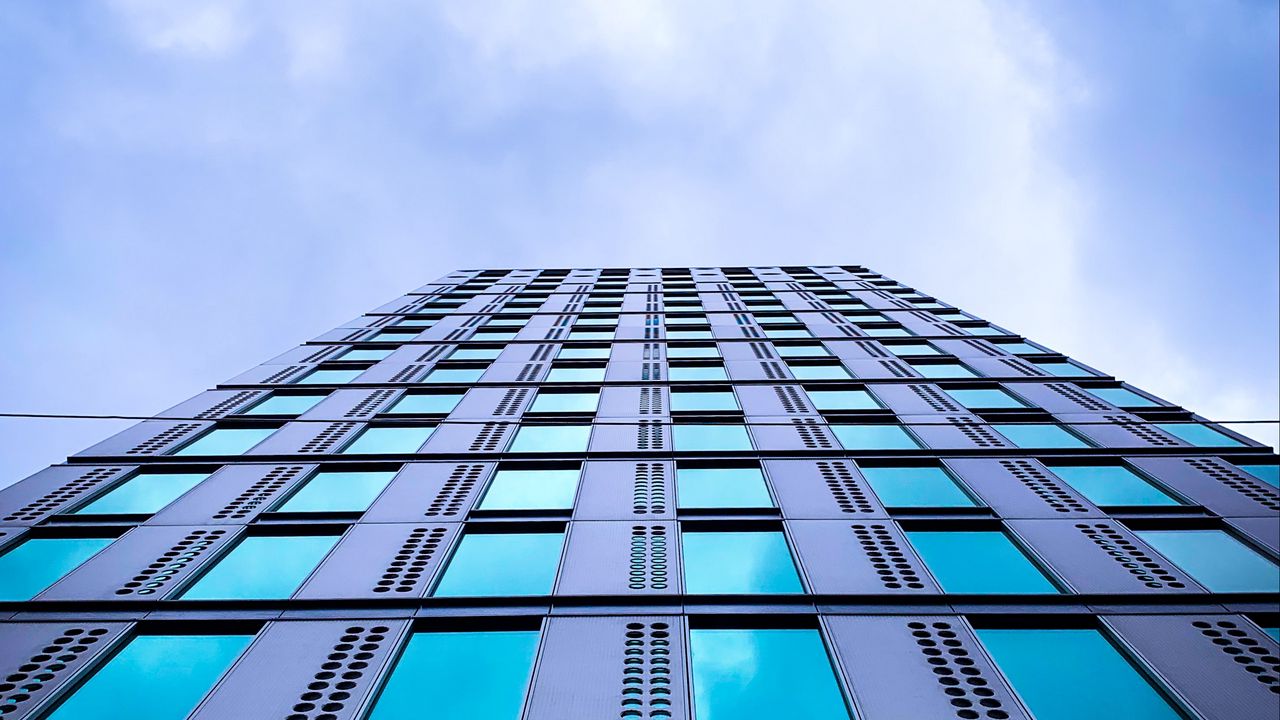 Wallpaper building, facade, sky, minimalism, architecture